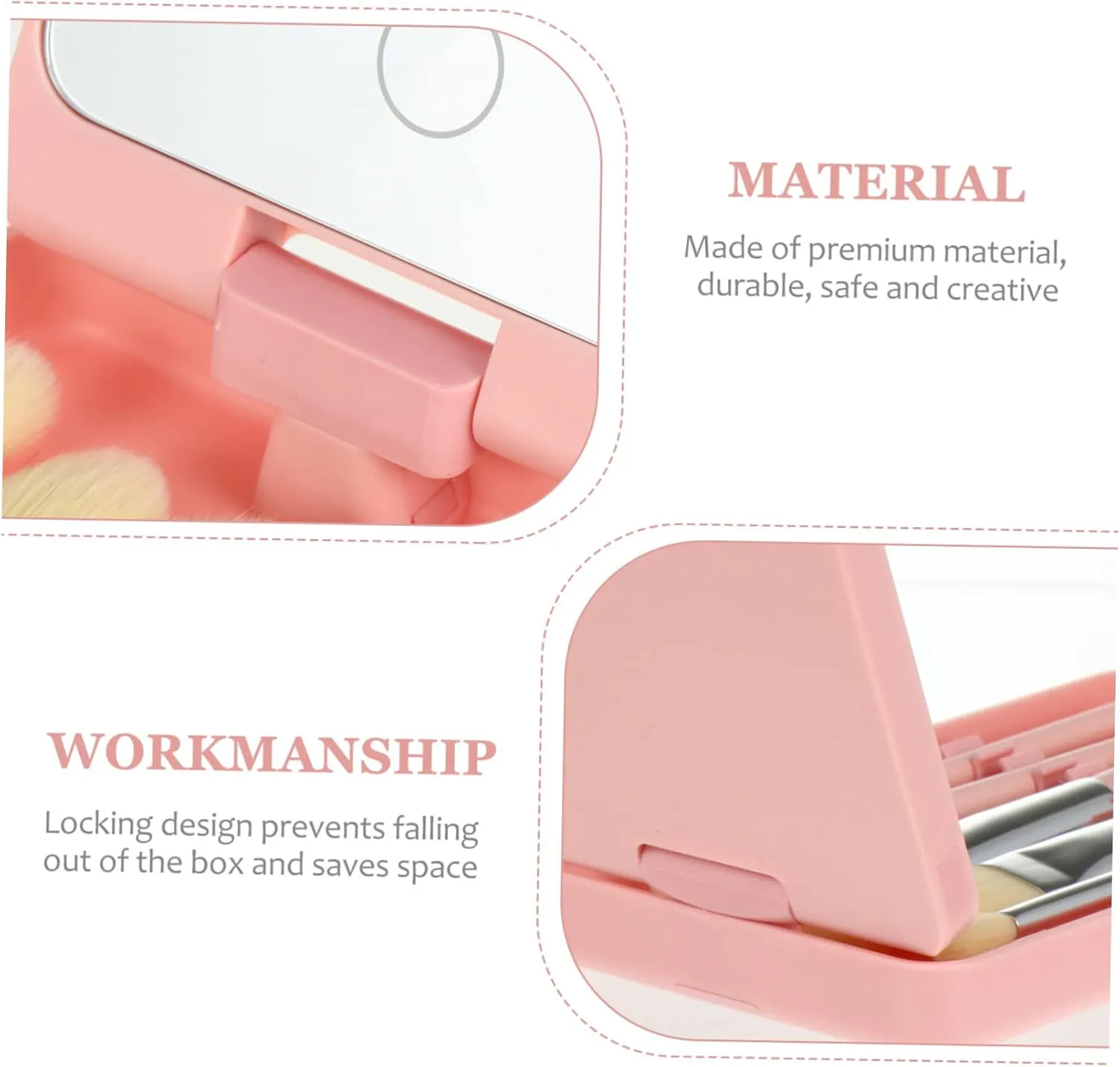 DOITOOL 5pcs Led Lighted Folding Travel Makeup Mirror with Brush Storage Compact Vanity Mirror for Convenient Eye Makeup Portable and Chic Design