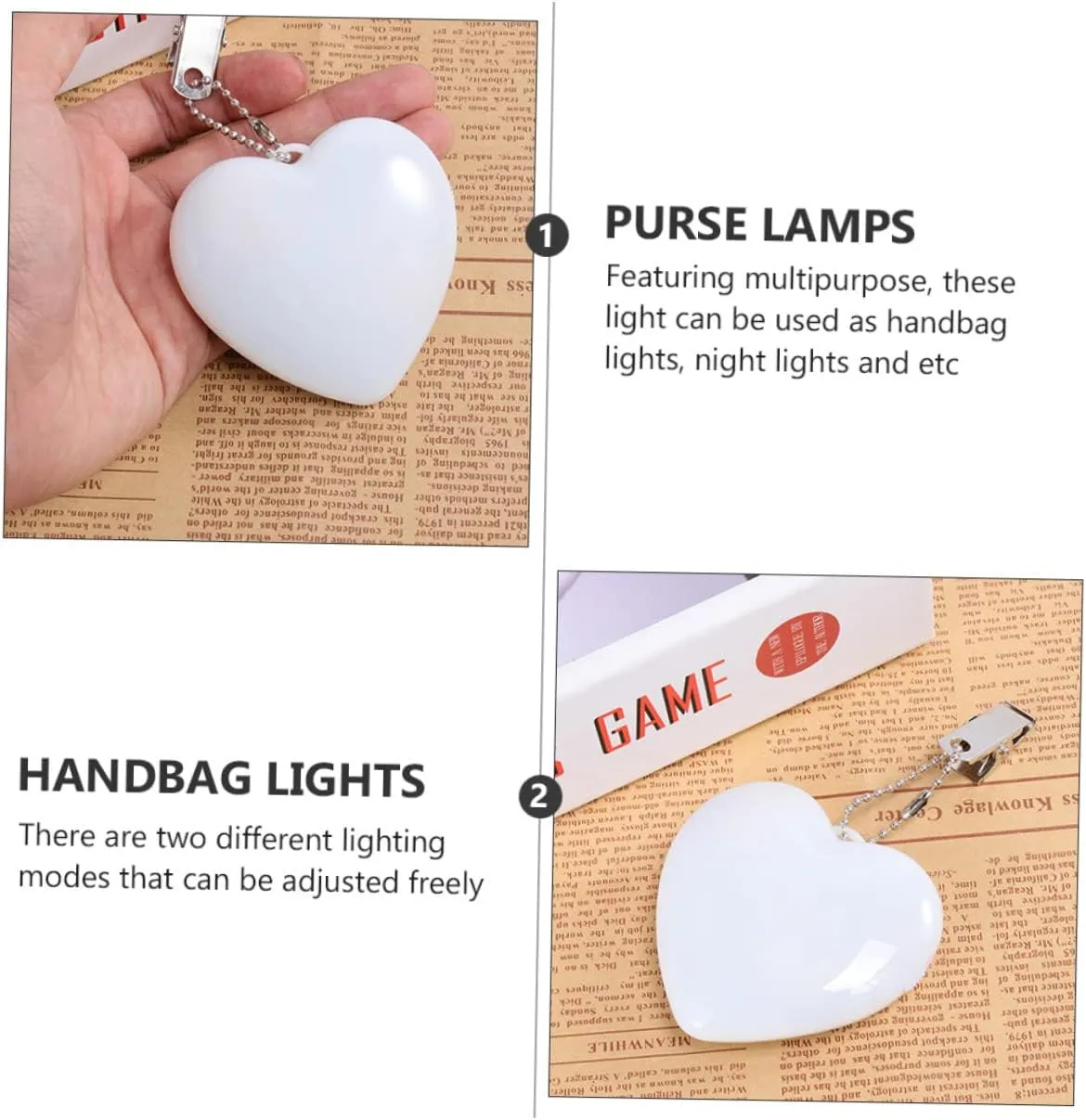 DOITOOL 8 Pcs Heart Night Light Purse for Girls All Heart Table Light Purse Lamps Handbag Heart-Shaped 3D