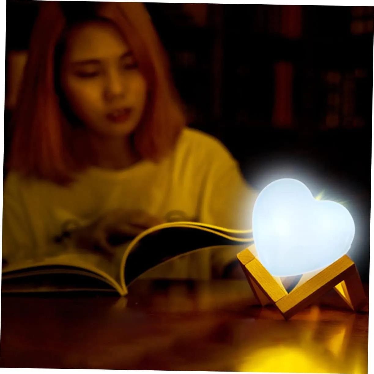 DOITOOL 8 Pcs Heart Night Light Purse for Girls All Heart Table Light Purse Lamps Handbag Heart-Shaped 3D