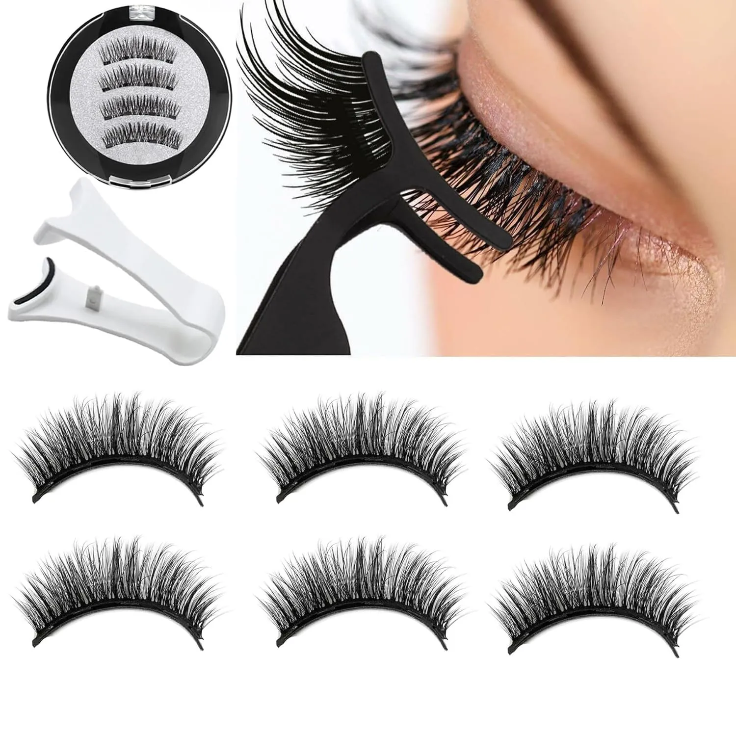 Dolce Love Magnetic Lashes,Dolcelove Magnetic Eyelashes,Reusable Magnetic Eyelashes No Glue Or Liner Needed (3Pairs Natural)