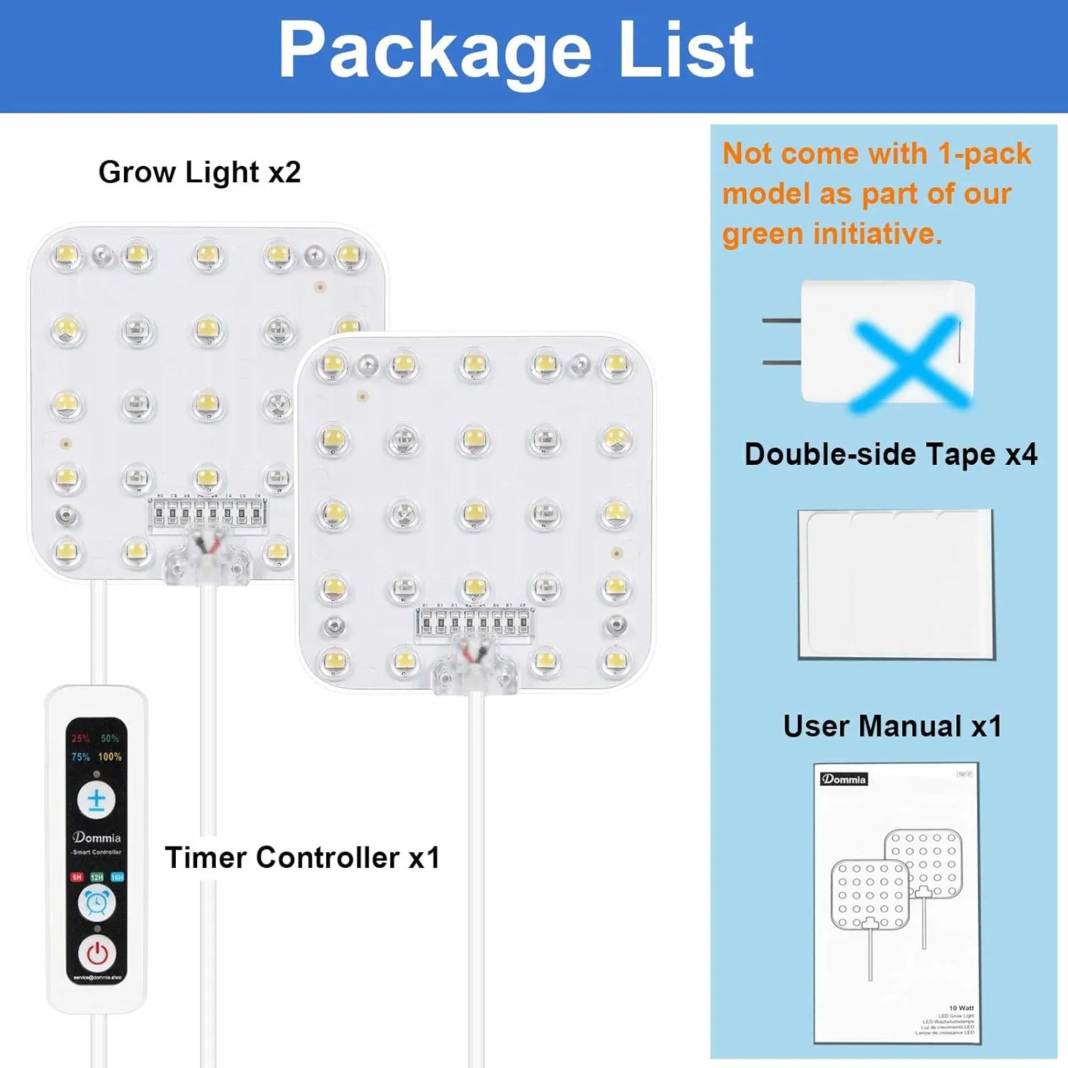 DOMMIA Aquarium Light, 10W Full Spectrum High PPFD with Optical Lens, Auto on/Off and 6/12/16H Timer,4 Brightness Levels,Perfect for 1-5 Gallon Tanks Under Shelves(No Adapters)