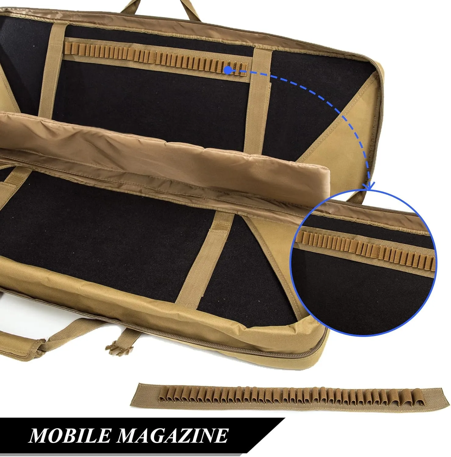 Double Long Rifle Case Pistol Gun Bag with Bullet Shoulder Strap Carrying Handgun R ifle Case for Hunting Shooting