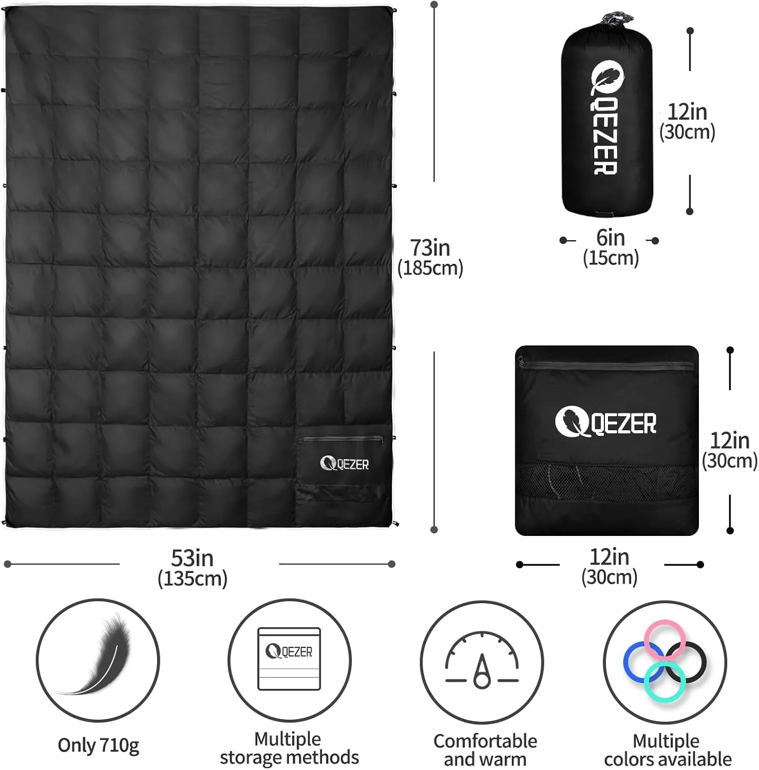 Down Camping Blanket Packable,600 Fill Power，Multi-Purpose Warm Camping Quilt for Outdoor Camping, Backpacking, and Hiking, 73x53 inches.
