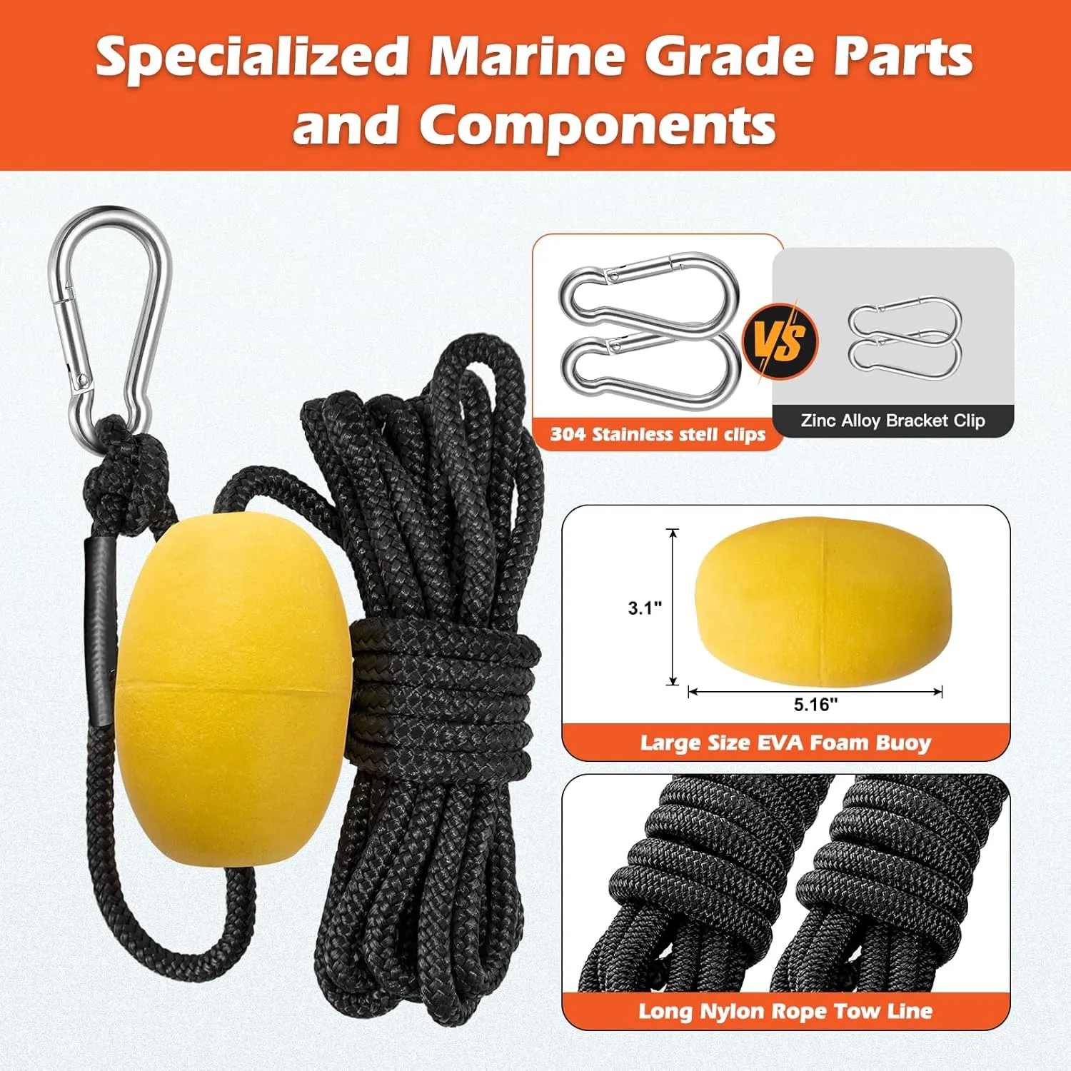 Drift Sock with Harness and Buoy Drift Anchor Kit for Fishing Boat/Kayak/Pontoon