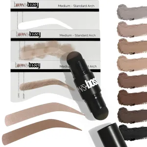 Dual-Color Eyebrow Stamp Stencil Kit with 9 Reusable Eyebrow Stencils for Professional Brow Stamping Shaping Kit and Instant Long Lasting Filling and Waterproof Tinting Definer