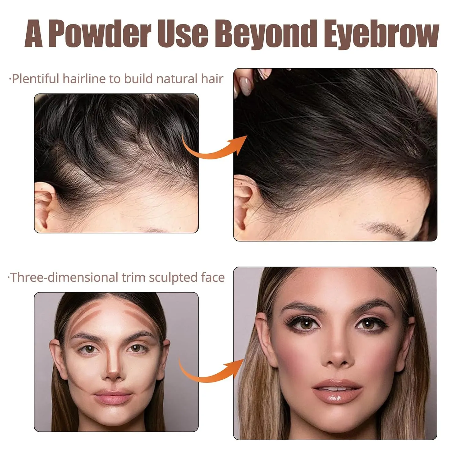 Dual-Ended Unidollss Eyebrow Stamp Stencil Kit for Women,Waterproof Eye brow Stamp Powder, Natural Fill, Define & Shape Brows - Sweatproof Eyebrow Stencils (Dark Brown & Light Brown)