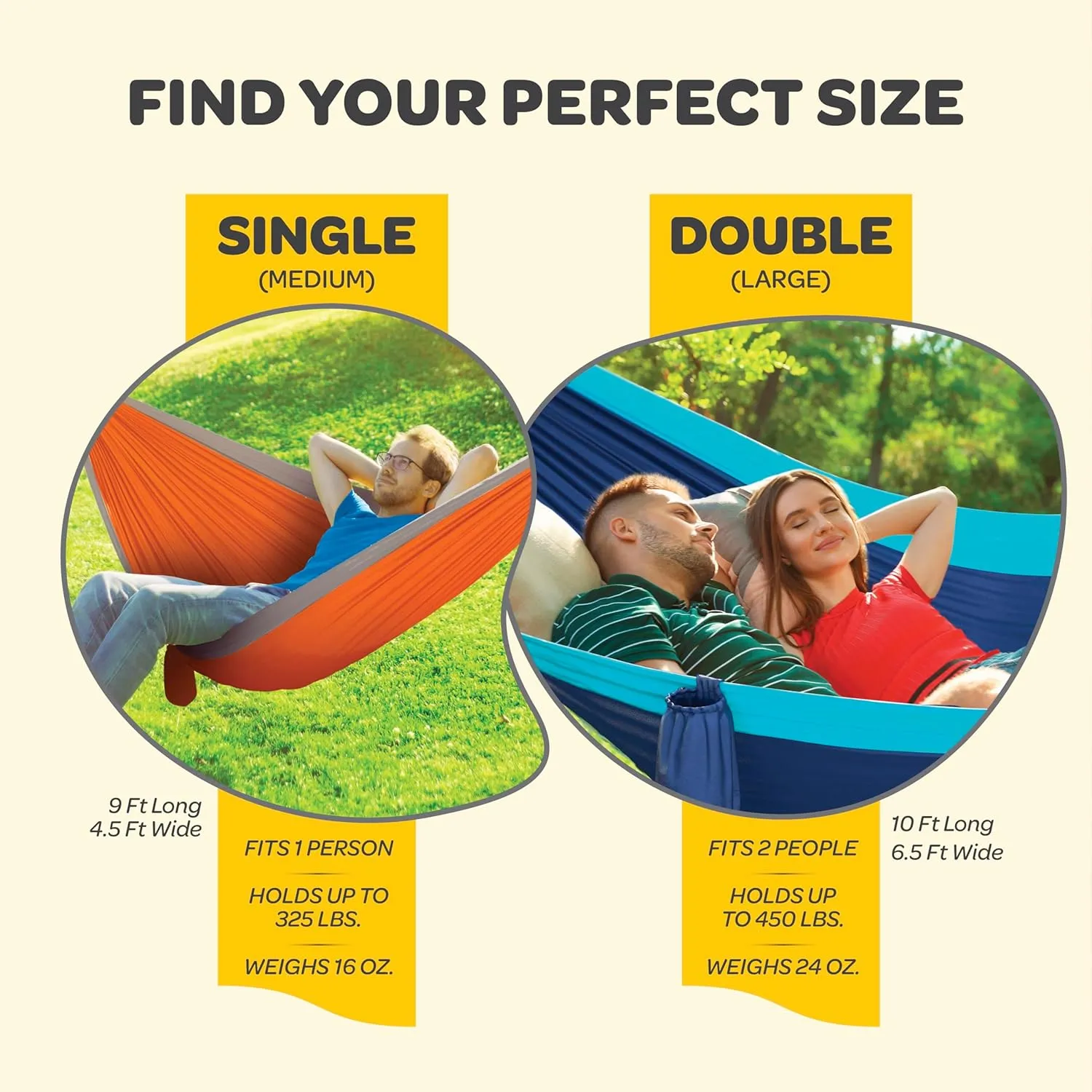 Durable Hammock 500 lb Capacity, Nylon Camping Hammock Chair - Double or Single Sizes w/Tree Straps and Attached Carry Bag - Portable for Travel/Backpacking/Beach/Backyard (Large, Red & Dark Grey)