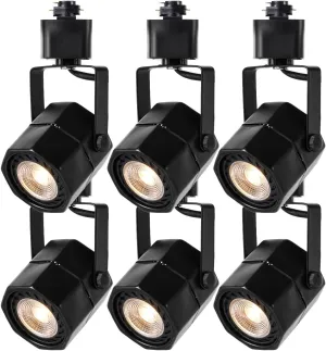 EAGLOD 10W LED Track Lighting Heads Compatible with Single Circuit H Type Track Light Rail Dimmable Ceiling Spotlight for Accent Task Wall Art Lighting 24° (3000K Warm White 6 Pack) (Black 8W)