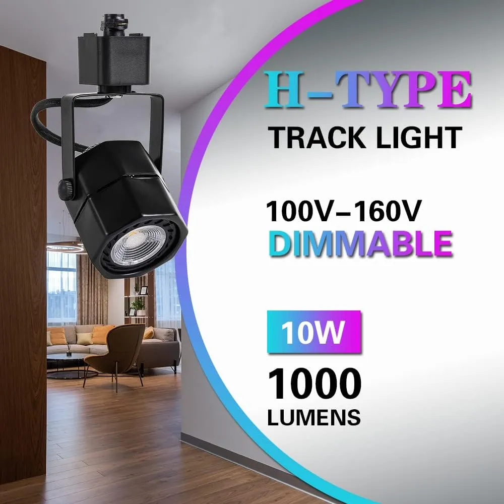 EAGLOD 10W LED Track Lighting Heads Compatible with Single Circuit H Type Track Light Rail Dimmable Ceiling Spotlight for Accent Task Wall Art Lighting 24° (3000K Warm White 6 Pack) (Black 8W)