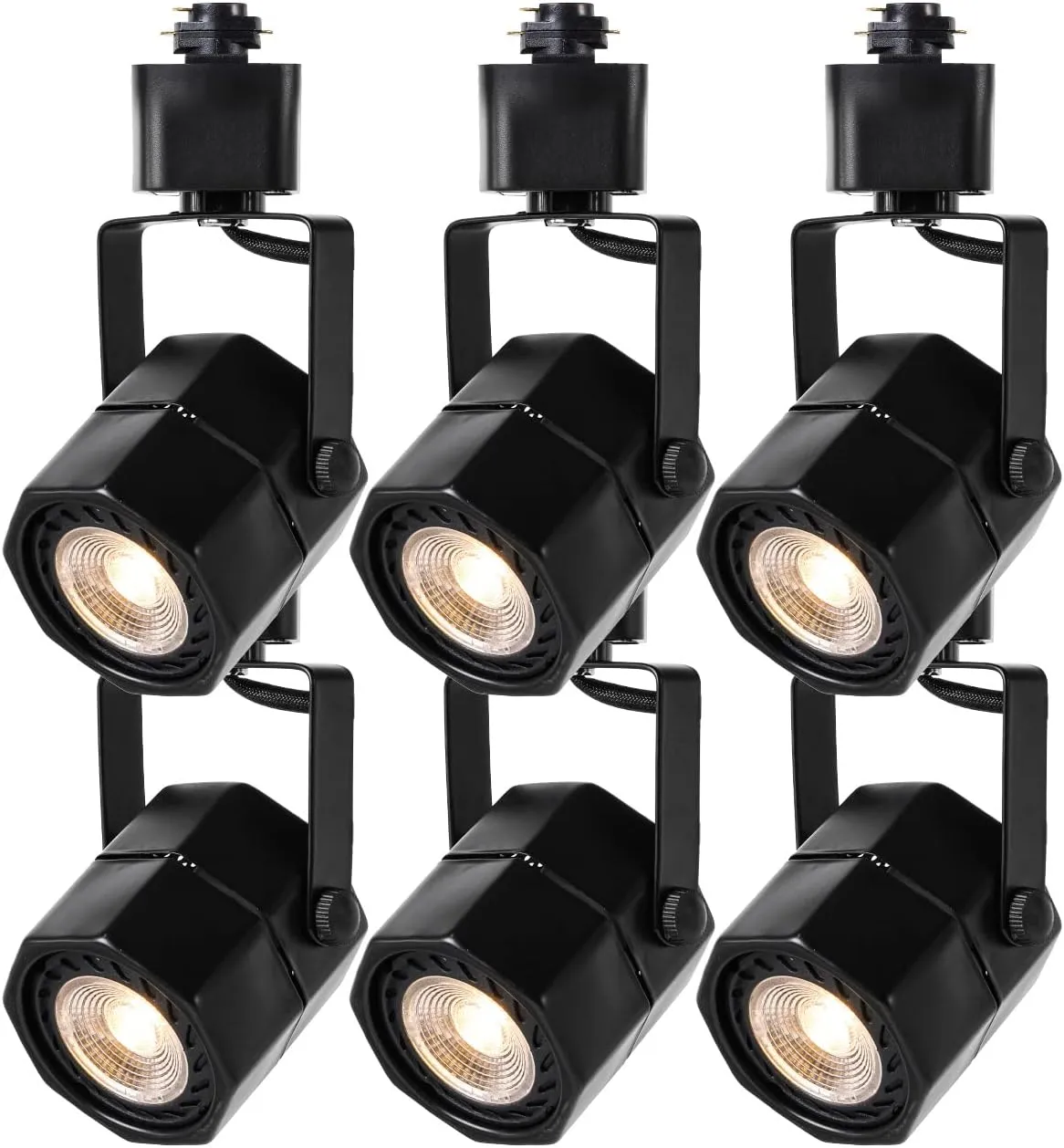 EAGLOD 10W LED Track Lighting Heads Compatible with Single Circuit H Type Track Light Rail Dimmable Ceiling Spotlight for Accent Task Wall Art Lighting 24° (3000K Warm White 6 Pack) (Black 8W)