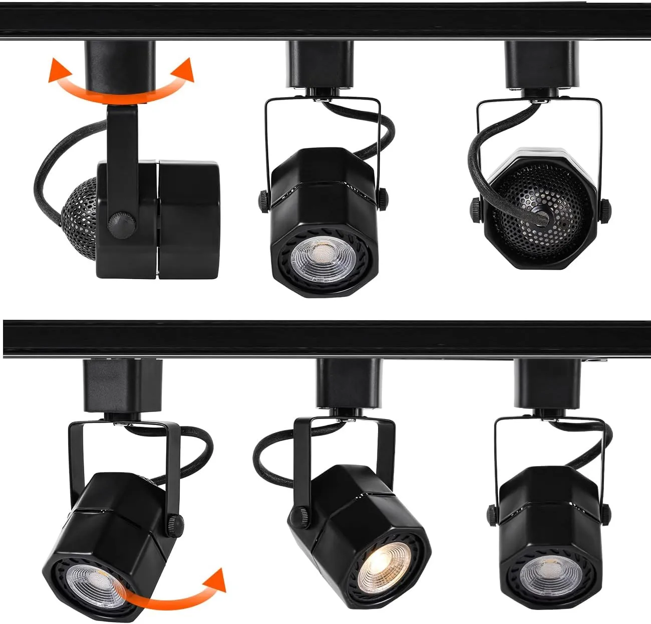 EAGLOD 10W LED Track Lighting Heads Compatible with Single Circuit H Type Track Light Rail Dimmable Ceiling Spotlight for Accent Task Wall Art Lighting 24° (3000K Warm White 6 Pack) (Black 8W)
