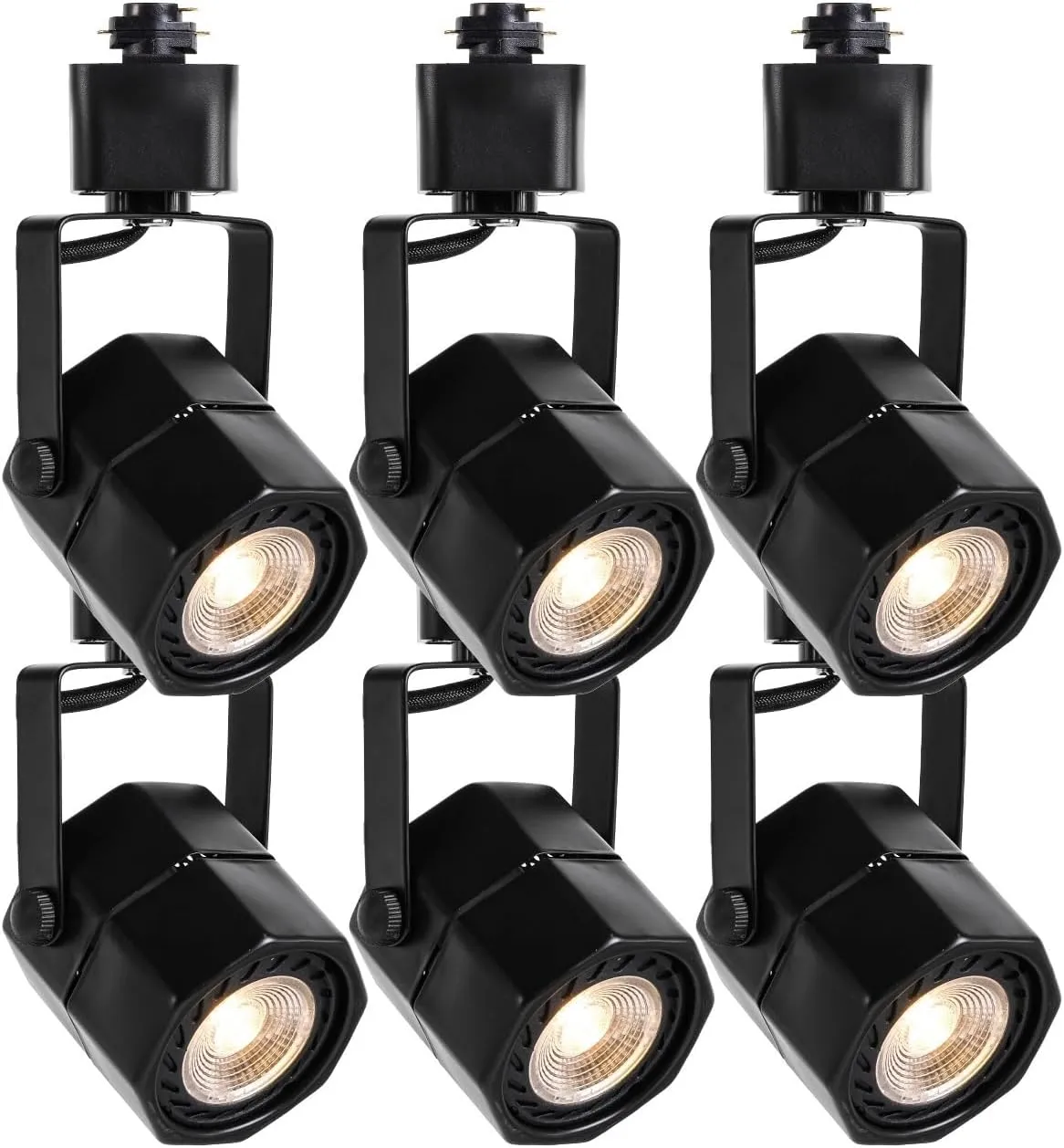 EAGLOD 10W LED Track Lights Heads H Type Track Lighting Heads Dimmable Ceiling Spotlight for Accent Task Wall Art Lighting 24° 6 Pack(4000K Daylight) (Black 8W)