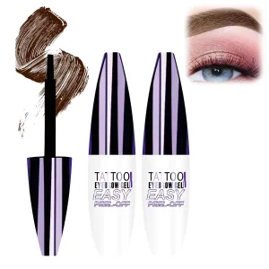Easy Peel-Off Eyebrow Gel, 2 Packs Tattoo Eyebrow Gel Easy Peel Off, Transfer-Proof Eyebrow Dye for Women All Skin Types (#01)