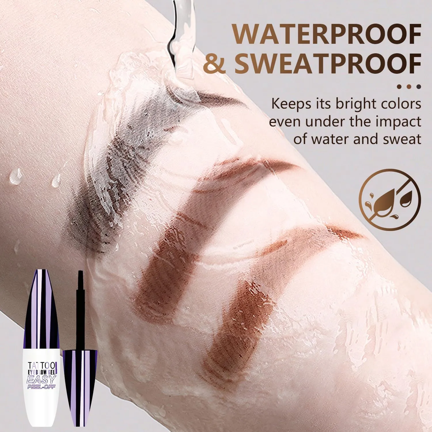 Easy Peel-Off Eyebrow Gel, 2 Packs Tattoo Eyebrow Gel Easy Peel Off, Transfer-Proof Eyebrow Dye for Women All Skin Types (#01)