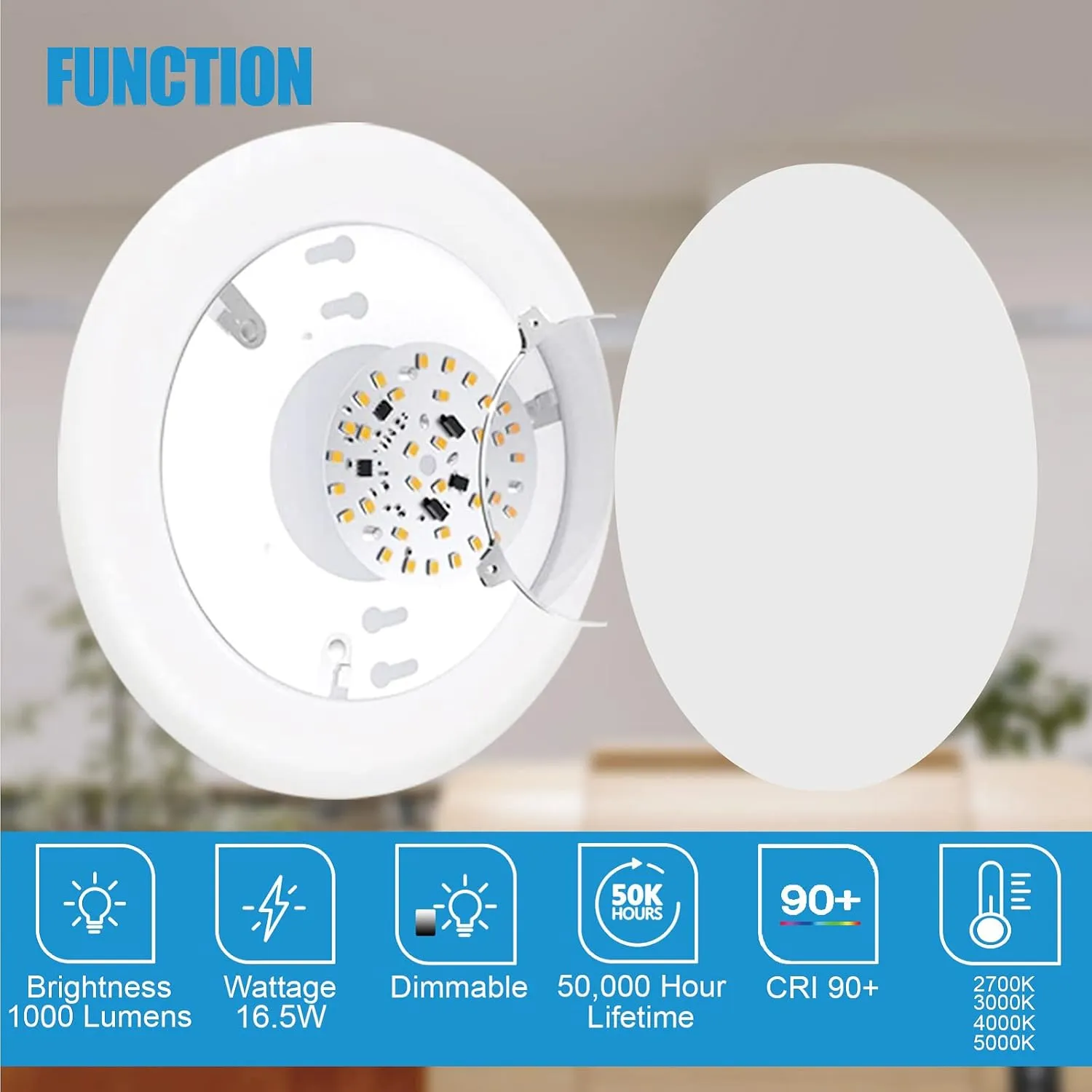ECOELER 10 Pack 6 Inch LED Dimmable Flush Mount Ceiling Light, 16.5W Surface Mount Disc Light, 1000 Lumens, 3000K Warm White, Low Profile Driverless Design, ETL Listed, White