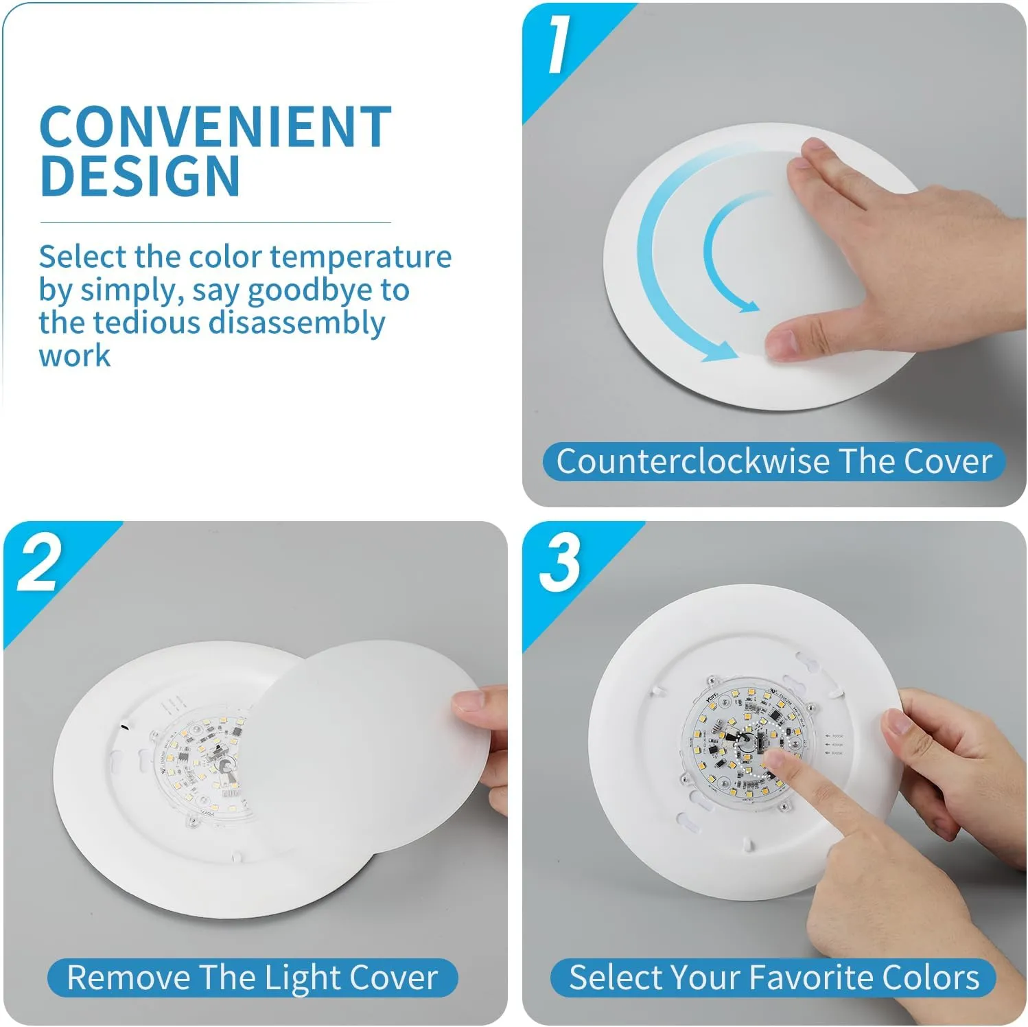 ECOELER 24 Pack 6inch 3CCT LED Disc Light, 16.5W 1100LM, 3000K/4000K/5000K Selectable Dimmablel Flush Mount Ceiling Light, Installs with J-Box or Recessed Can, ETL & FCC Listed