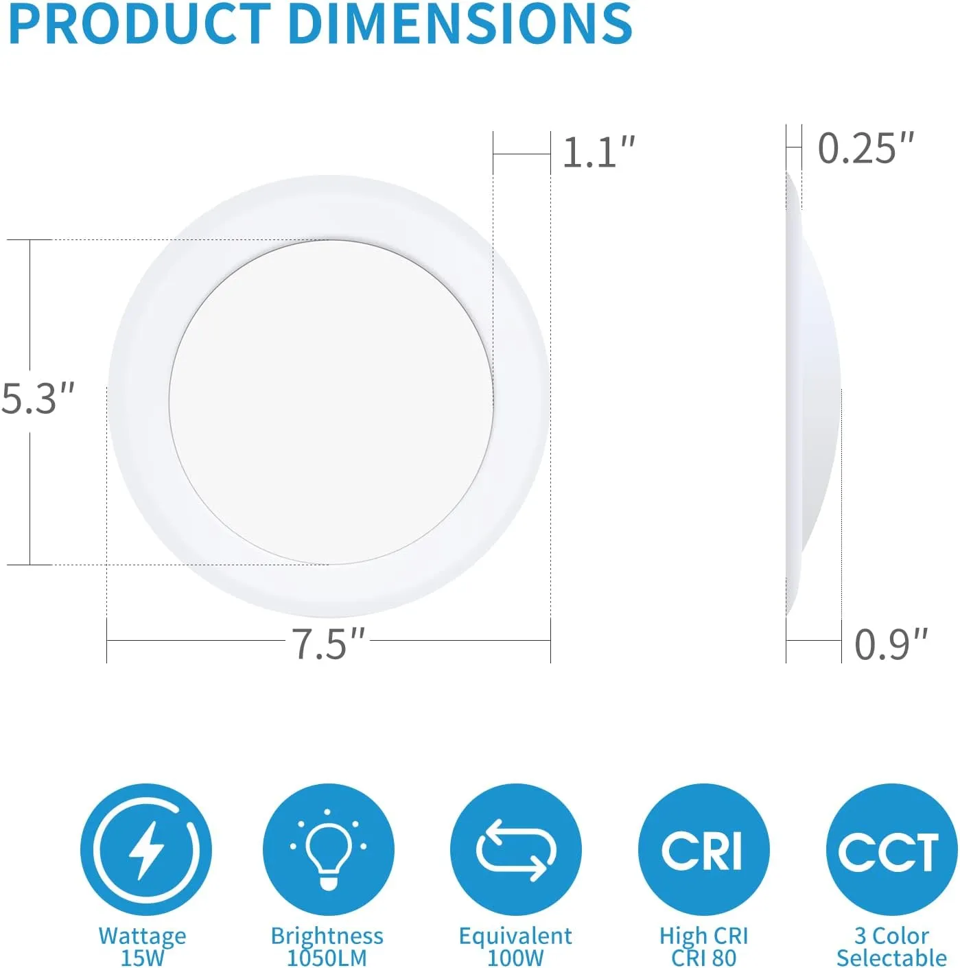 ECOELER 6in Dimmable LED Flush Mount Ceiling Disk Lights, 16.5W, Dimmer Disc Light, 6500K Clear White, 1000lm, ETL Listed, Installs with J-Box & Canister for Home Improved, 4 Pack