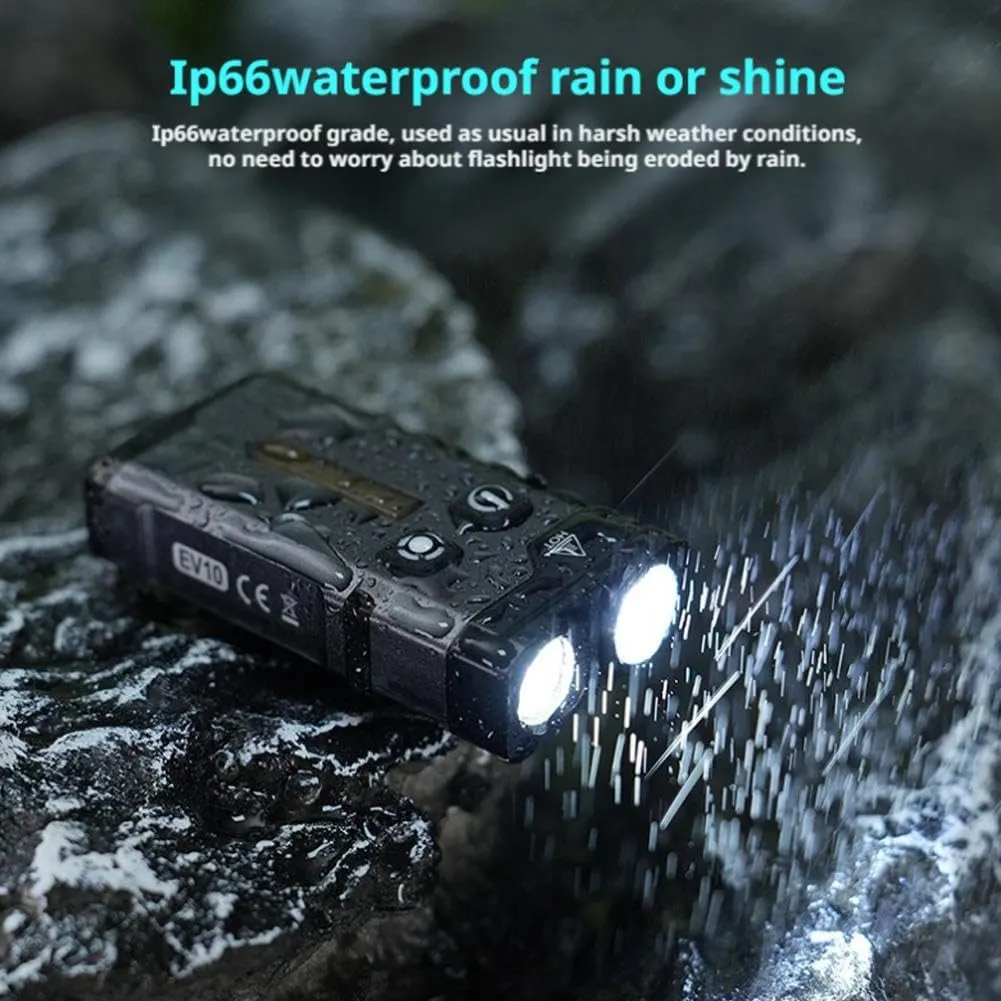 ED-C Strong Light Keychain Flashlight– Aluminum Alloy Flashlight,1100 Lumens,RGB Light-ing with Spot and Flood,IP66 Waterproof & Magnetic Clip for Outdoors,Emergency(EV20 Green Laser Side Light RGB)