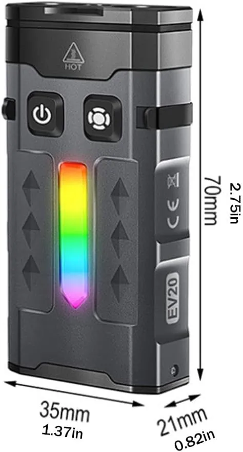 ED-C Strong Light Keychain Flashlight– Aluminum Alloy Flashlight,1100 Lumens,RGB Light-ing with Spot and Flood,IP66 Waterproof & Magnetic Clip for Outdoors,Emergency(EV20 Green Laser Side Light RGB)