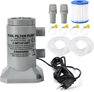 EDOU 530 GPH Above Ground Pool Cartridge Filter Pump – Complete Kit with Hoses & Filter Cartridge – Durable, Leak-Proof Design for Clean Water – Easy Setup for Small to Medium Pools, 5.91 x 8.7 inch