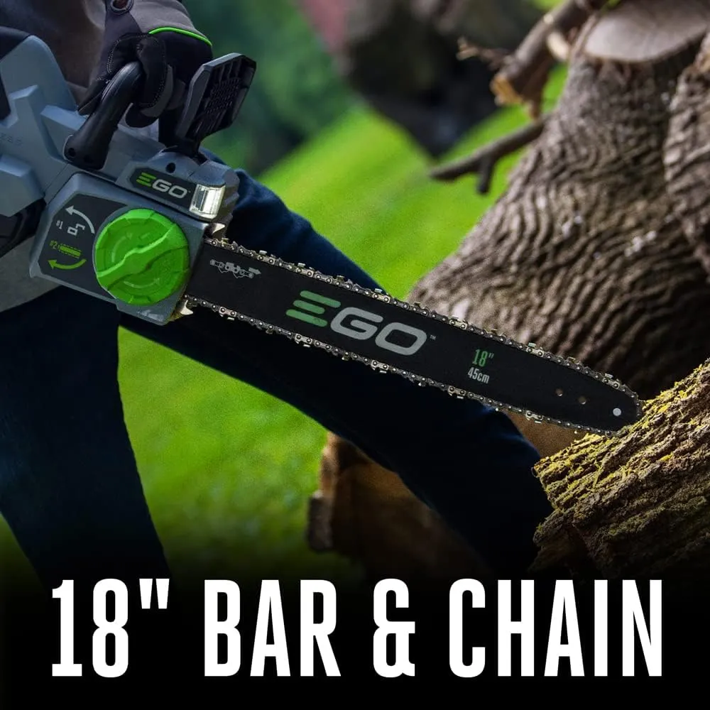 EGO POWER  Chain Saw, 18” Battery Powered Chainsaw, Electric Cordless, Battery and Charger Not Included – CS1800
