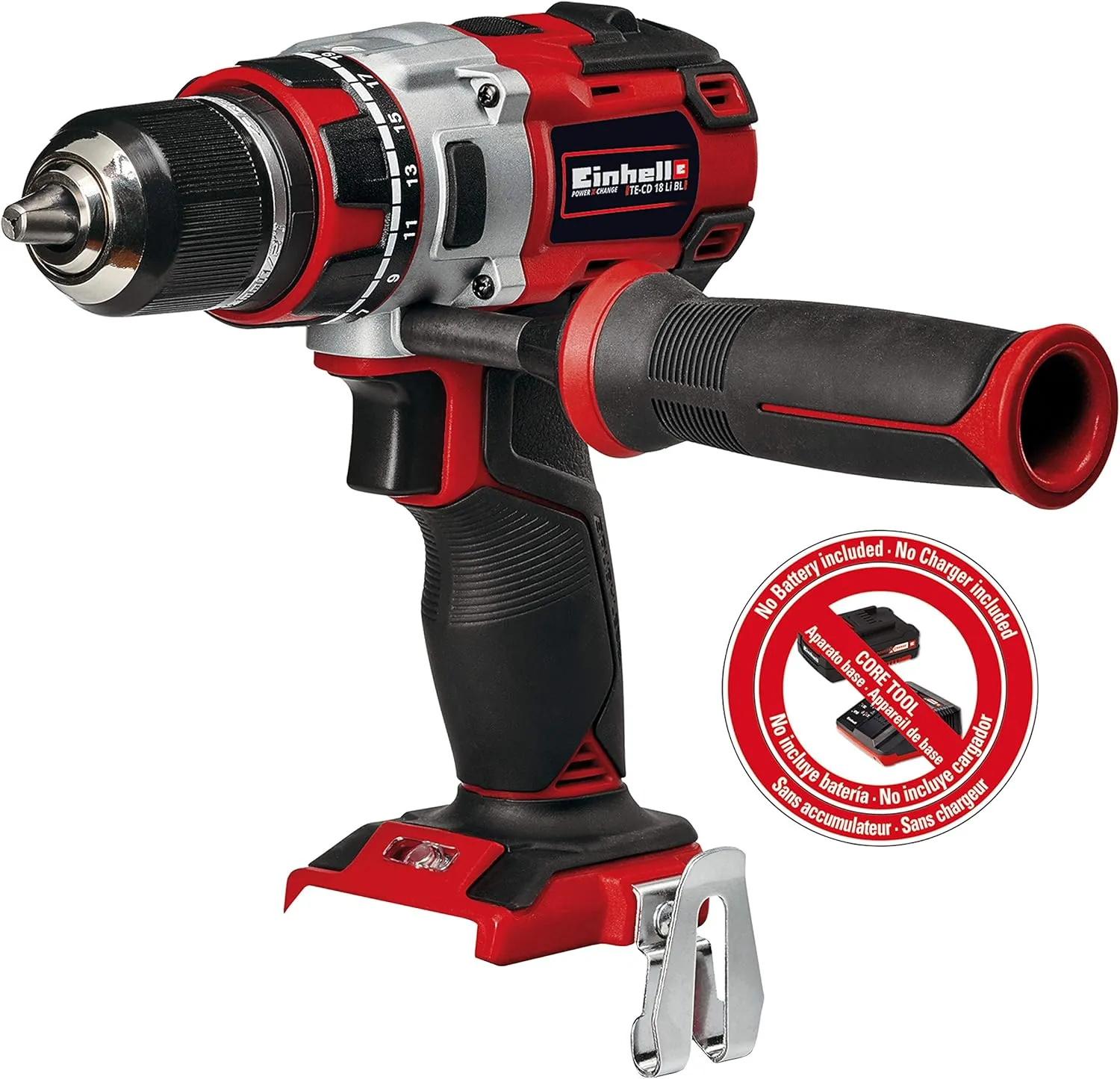 Einhell TE-CD Power X-Change 18-Volt Cordless Brushless 1/2-Inch Variable Speed Drill/Driver, w/Adjustable 531 In-Lbs Torque, 1800 RPM Max