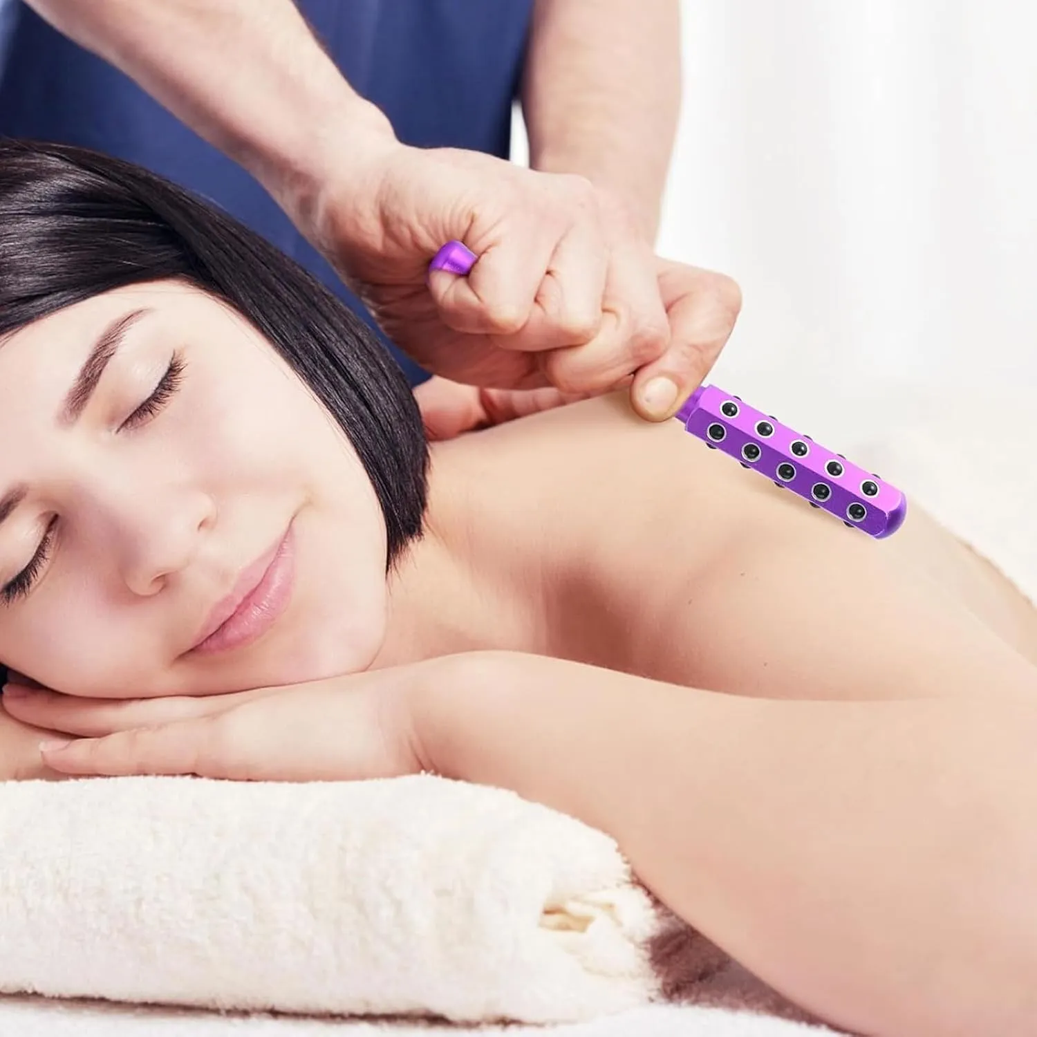 Elarique Glow - Beauty Roller, Elarique Beauty Roller, 30 Germanium Stone Face for up Lifting and Skin Care (Purple)