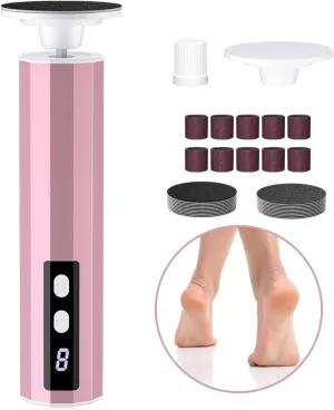 Electric Callus Remover, 9 Adjustable Speeds Foot File Grinder with Replacement Sandpaper Disk, Rechargeable Pedicure Tool for Men Women Dead Dry Crack Skin Calluses (Rose Gold)
