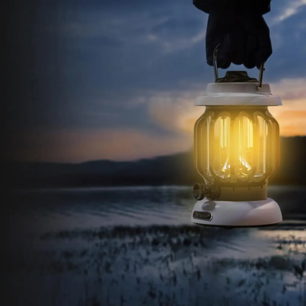 Electric Lanterns Retro Camping Lights, Long Battery Life, LED Electric Display, Super Bright Camping Tent Lights (Color : White, Size : 10.5 * 7.5cm)