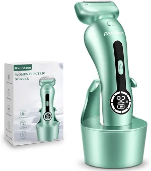 Electric Razor for Women Electric Shaver for Legs Bikini Trimmer for Women Underarm Public Hairs Rechargeable Womens Shaver with Detachable Head Wet Dry Use Painless Cordless