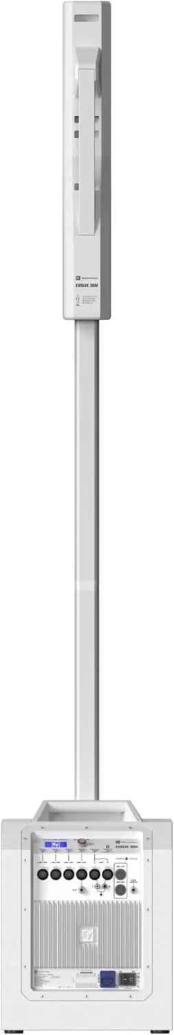 Electro-Voice Evolve 30M Portable Column Loudspeaker System with Ergonomic Aluminum Handle, 10-Inch Subwoofer, and Class-D Amplifier (White)