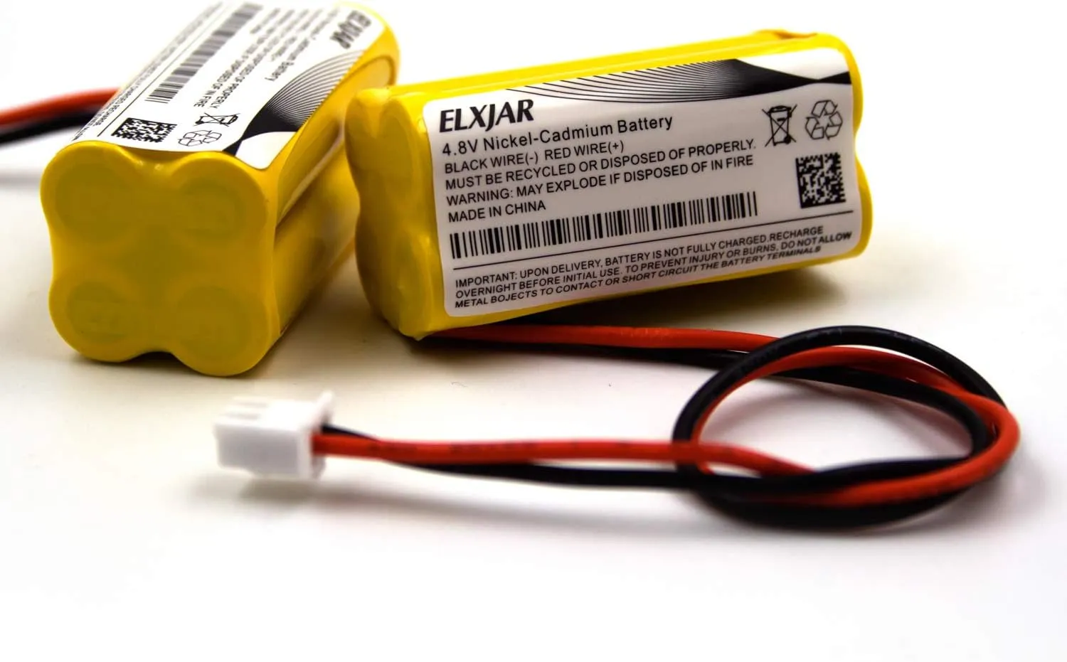 elxjar (2-Pack) 4.8V 350mAh AAA Ni-CD Battery, Replacement Rechargeable for 48H465 Lumapro 6CGL4 6CGL3 Exit Sign UNITECH C14 ELSC-17923 2472948