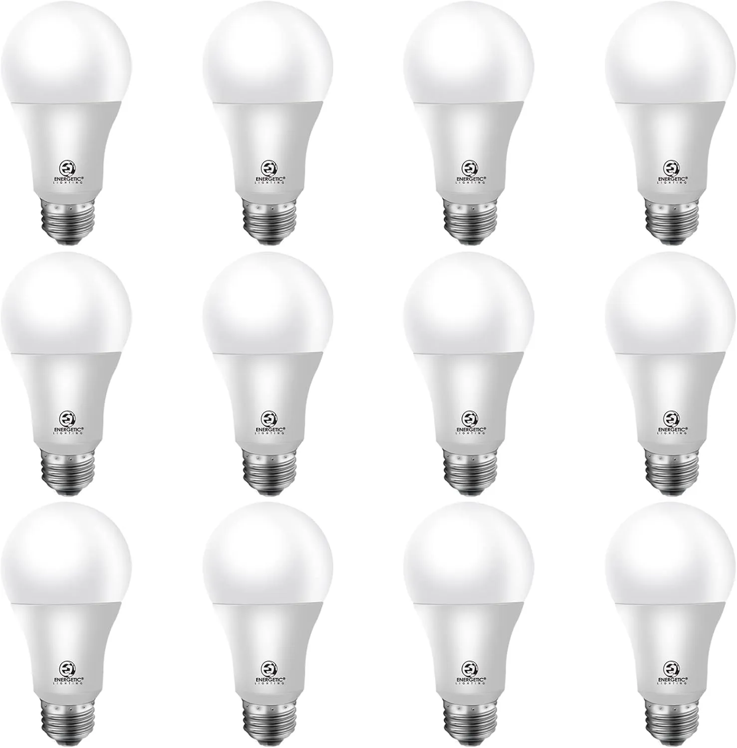 Energetic 75W Equivalent A19 LED Light Bulb, 3000K Warm White, Non-Dimmable LED Light Bulb, 1200lm, UL Listed, E26 Medium Base, 12-Pack