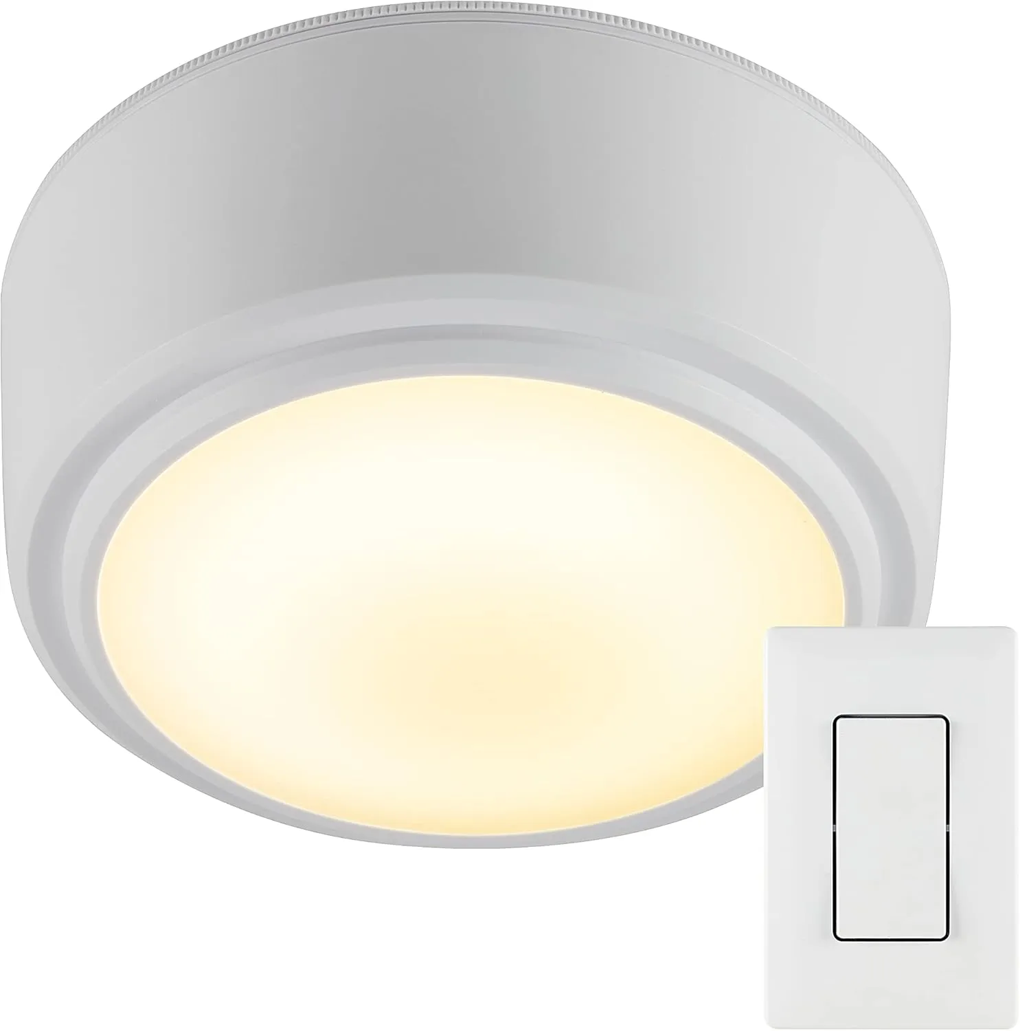 Energizer LED Ceiling Light Fixture, Battery Operated, Wireless Wall Switch Remote, 200 Lumens, Ceiling Light No Electricity, Perfect for Closets, Laundry Room, Garage, and More, 47485-T2
