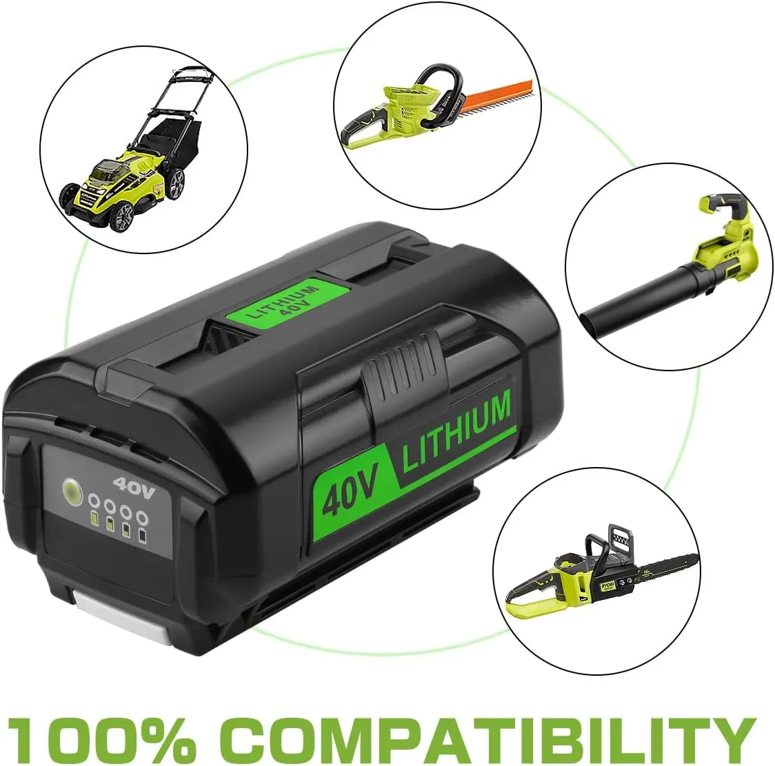 Energup OP4040 40V Replacement for Ryobi 40V Battery 6A, Compatible with 40 Volt Lithium Battery OP4026A OP40201 OP4050A OP4015 OP40261 OP4030 OP40401, with OP401 Ryobi 40-Volt Charger