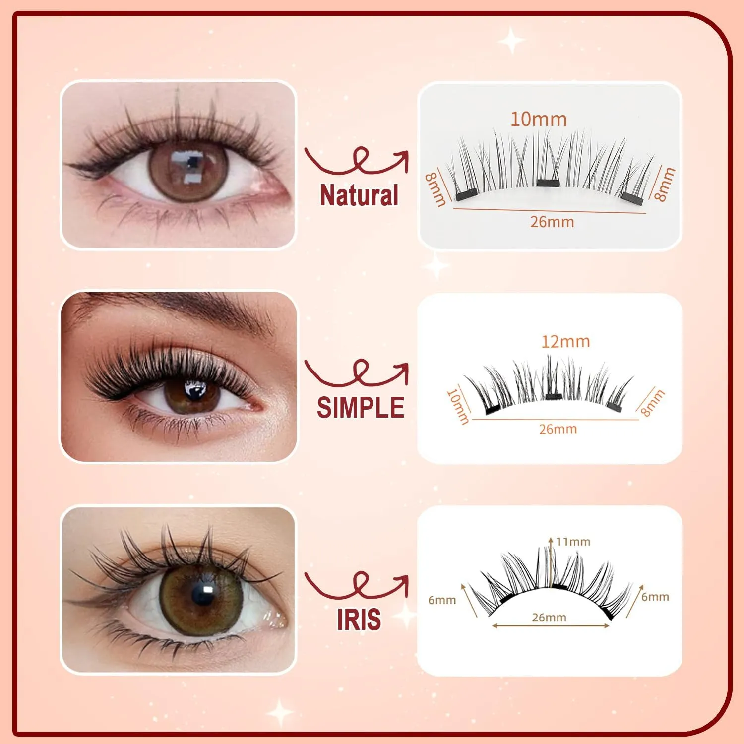 Enjuvie Magnetic Lashes,Enjuvie Magnetic Eyelashes with Applicator Reusable Eyelashes Magnet without Eyeliner Natural Look No Glue or Liner Needed(Natural Iris)