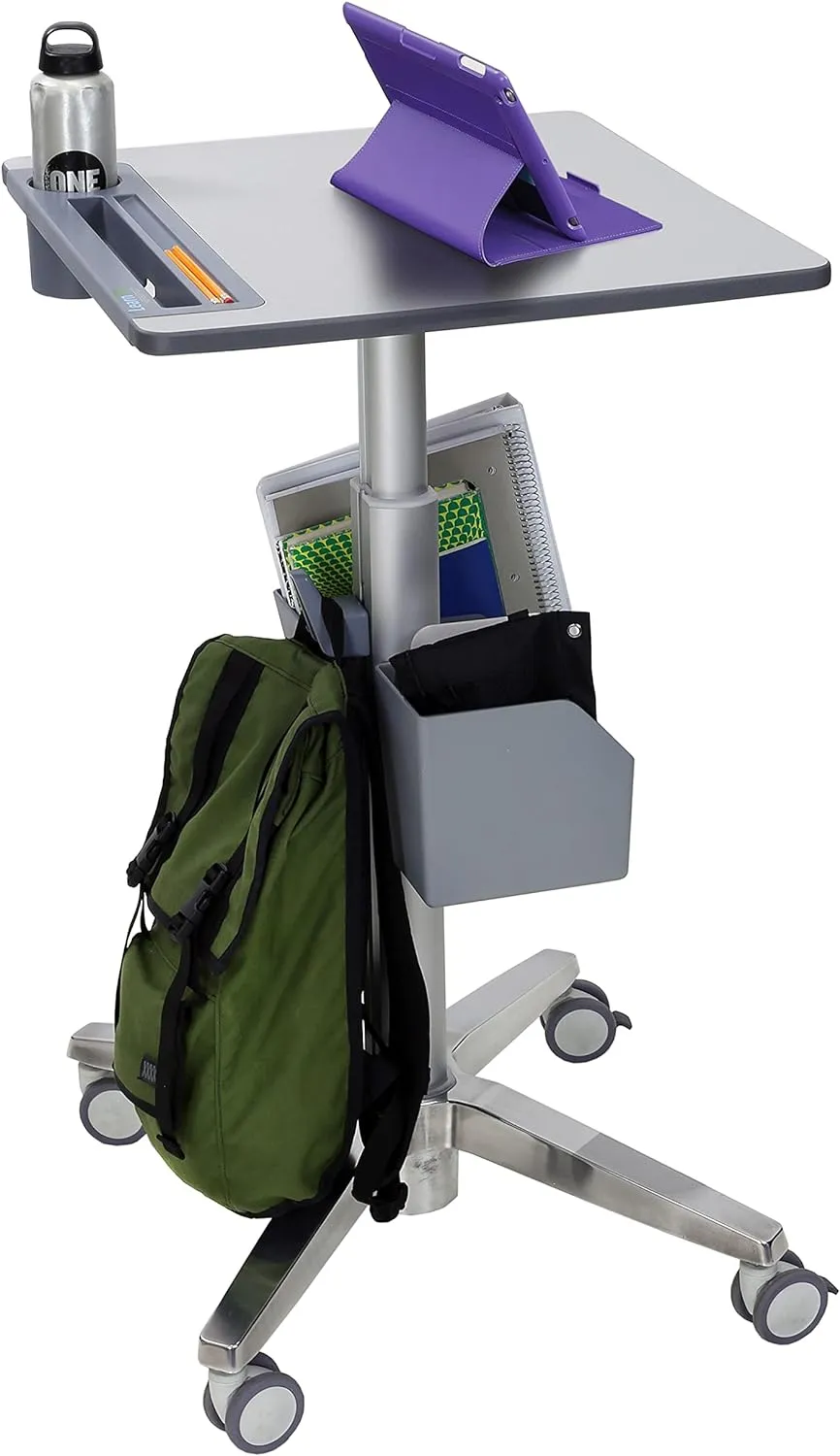 Ergotron – LearnFit Mobile Standing Desk, Adjustable Height Small Rolling Laptop Computer Sit Stand Desk with Wheels for Classroom, Office, Medical or Home Use – Adjusts from 33 to 49 Inches – Grey