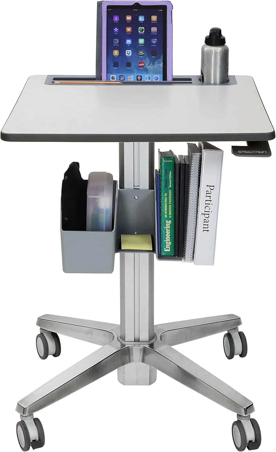Ergotron – LearnFit Mobile Standing Desk, Adjustable Height Small Rolling Laptop Computer Sit Stand Desk with Wheels for Classroom, Office, Medical or Home Use – Adjusts from 33 to 49 Inches – Grey