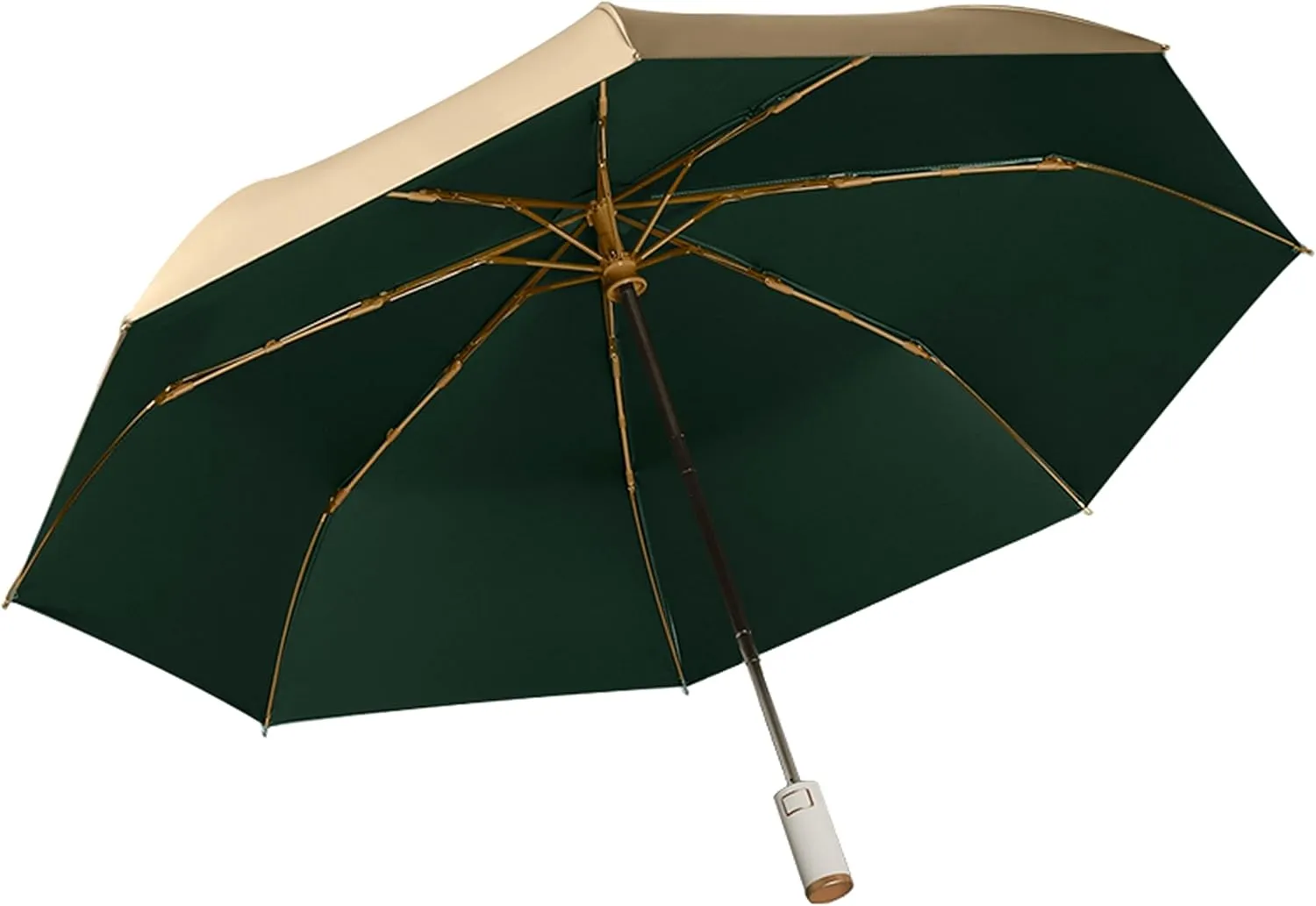 erised's bifrost Light Small Compact Travel Automatic Golden Folding Umbrella 8 Ribs,Auto Open Close Button,Portable,Ergonomic Handle,99 UV Protection,Rain Sun,Backpack,Women Men