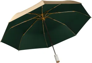 erised's bifrost Light Small Compact Travel Automatic Golden Folding Umbrella 8 Ribs,Auto Open Close Button,Portable,Ergonomic Handle,99 UV Protection,Rain Sun,Backpack,Women Men