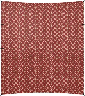 European Retro Red Pattern Foldable Beach Cabana UPF50  Protection Water-Resistant Outdoor Sun Shade with Sandbags and Shovel for Family Trips, Picnics & Camping