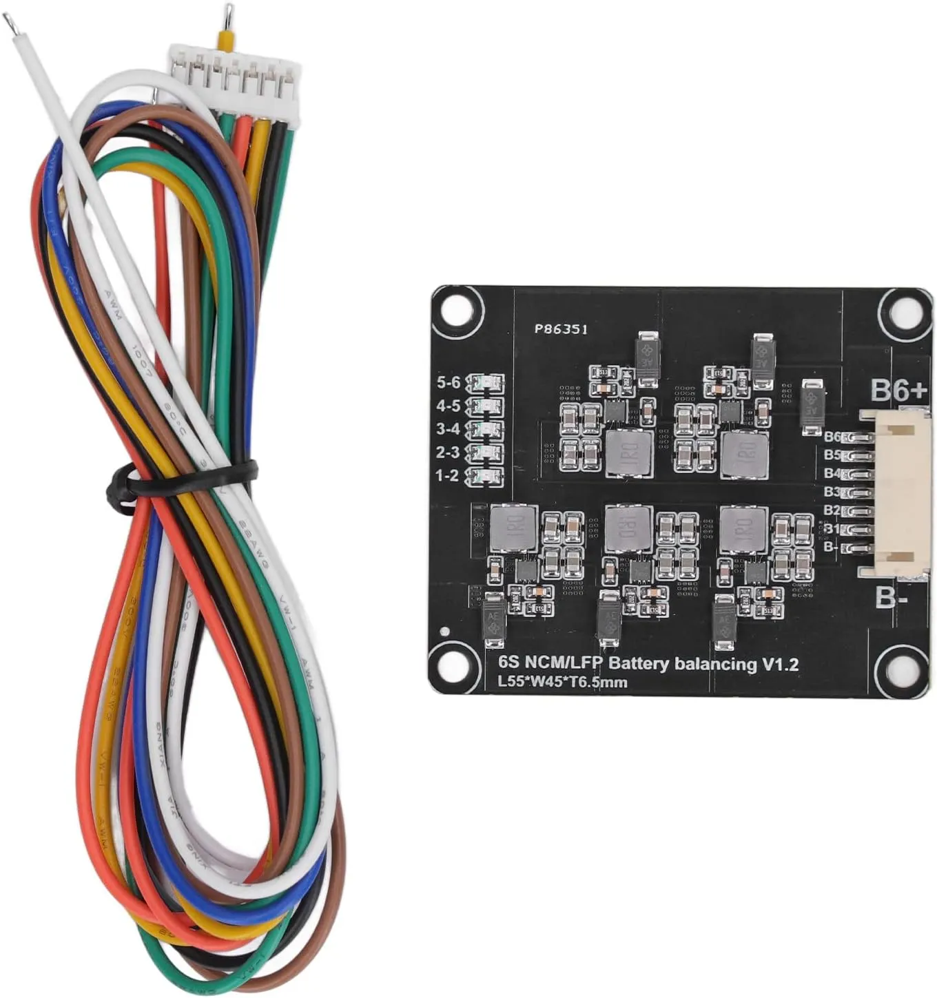EVTSCAN 6S Battery Balance Board Inductive Low Power Consumption Active Equalizer with Cable Light Indicator 1.2A 2.0V‑4.5V