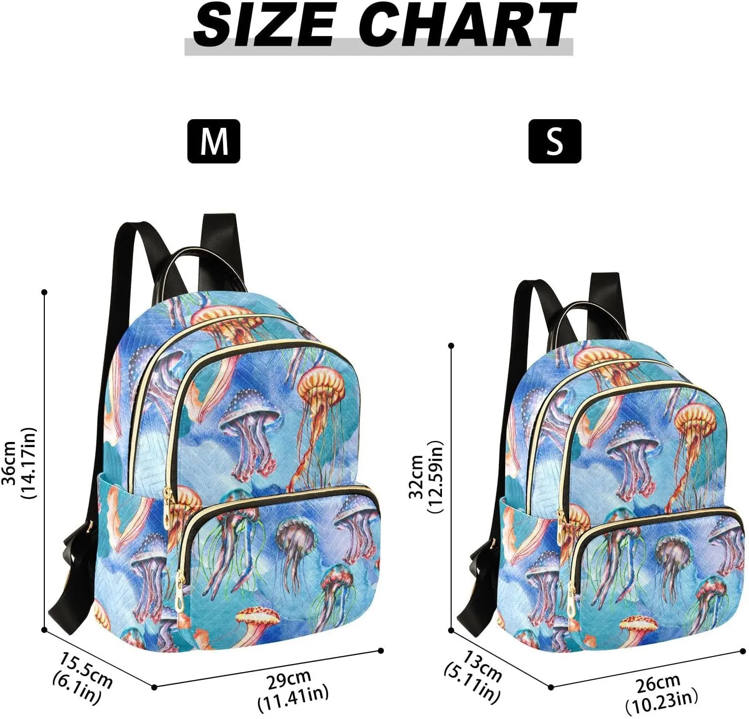 Exnundod Backpack Purse for Women Watercolor Jellyfish, Mini Fashion Backpack Algae Sea Lightweight Casual Daypack Shoulder Bag Travel Backpack, Medium