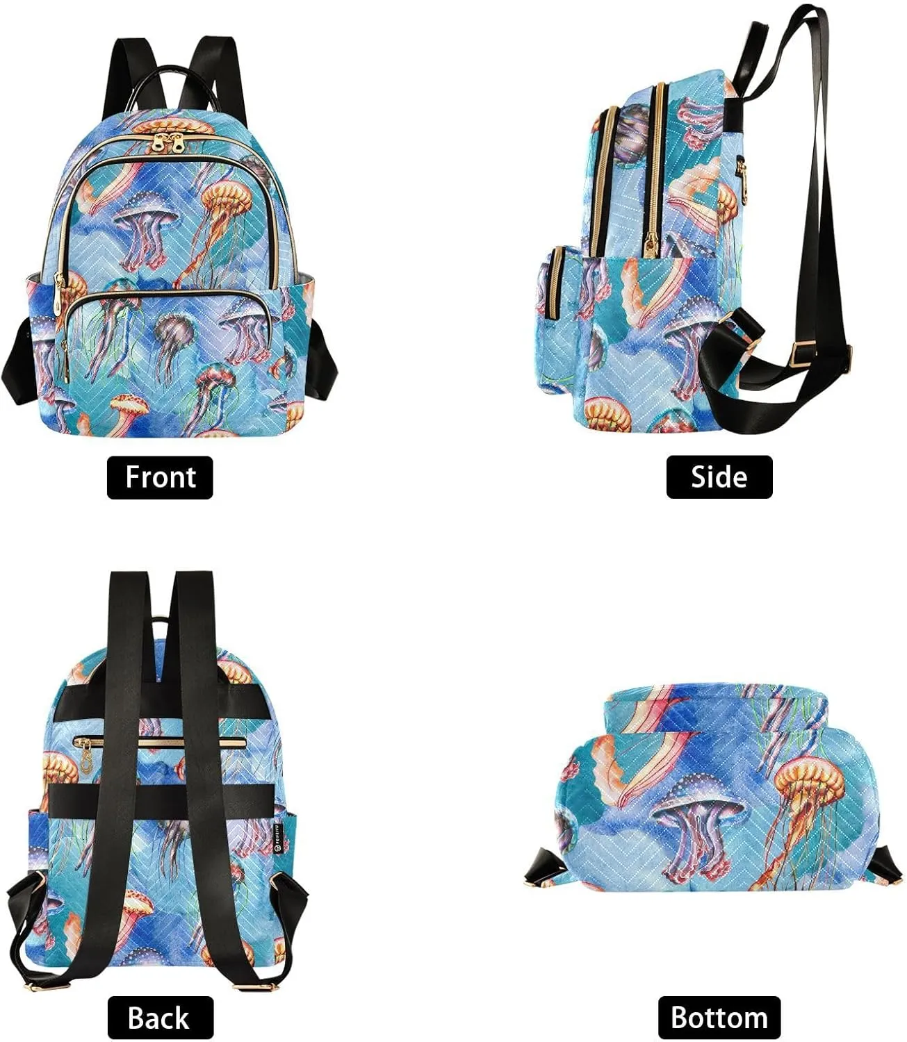 Exnundod Backpack Purse for Women Watercolor Jellyfish, Mini Fashion Backpack Algae Sea Lightweight Casual Daypack Shoulder Bag Travel Backpack, Medium