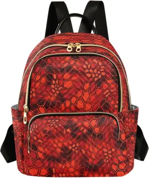 Exnundod Small Backpack for Women Hexagonal Red Camouflage Backpack Purse Travel Daypack Lightweight Mini Backpack