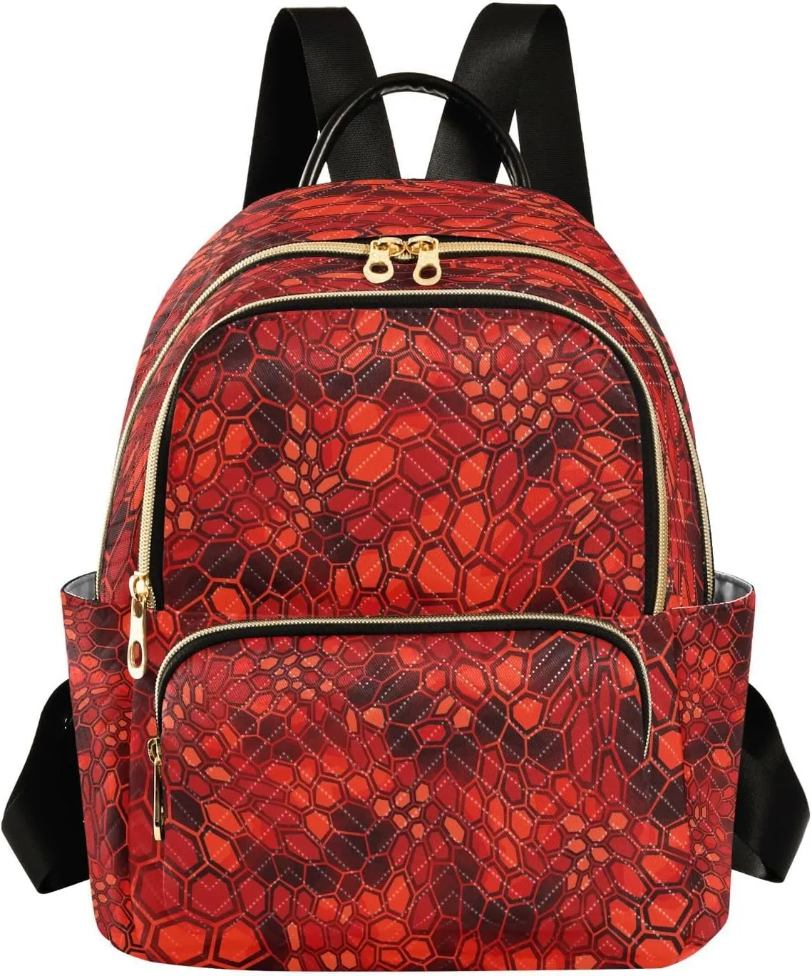 Exnundod Small Backpack for Women Hexagonal Red Camouflage Backpack Purse Travel Daypack Lightweight Mini Backpack