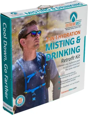 ExtremeMIST Misting System Retrofit Kit - Convert Your Hydration Backpack to an Amazing Misting & Drink Backpack | Includes Pump, Nozzle, Remote, & Rechargeable Battery - Cools The air up to 30°F