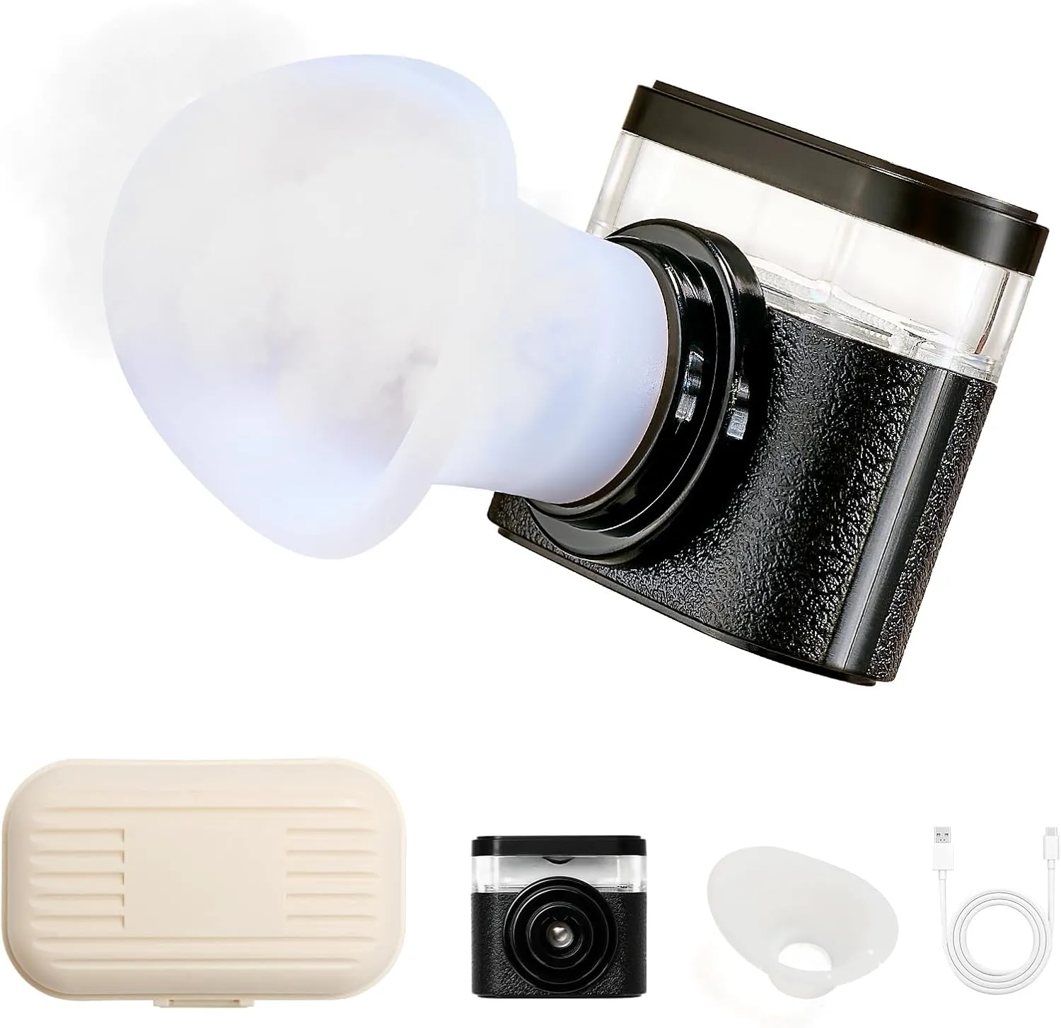 Eye Steamer for Dry Eyes Relief,Portable Electric Heated Steam Therapy Wand Machine with Moist Heat for Natural Tears Restore,Dry Eye Mist Sprayer with Warm Compress and 3 Level-Heat (Black)
