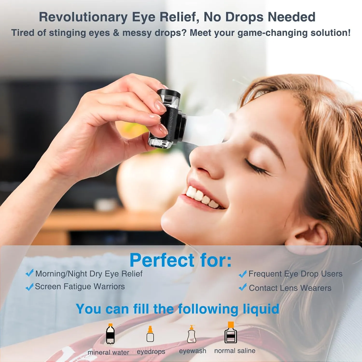 Eye Steamer for Dry Eyes Relief,Portable Electric Heated Steam Therapy Wand Machine with Moist Heat for Natural Tears Restore,Dry Eye Mist Sprayer with Warm Compress and 3 Level-Heat (Black)