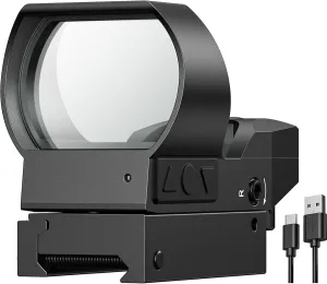 EZshoot Rechargeable Motion Awake Multiple Reticle Red Green Dot Sight, 40mm (1.6") Large Lens Reflex Sight, Red Dot Scope Optics for 20mm Picatinny Rail, Paintball Sights with Absolute Co-Witness